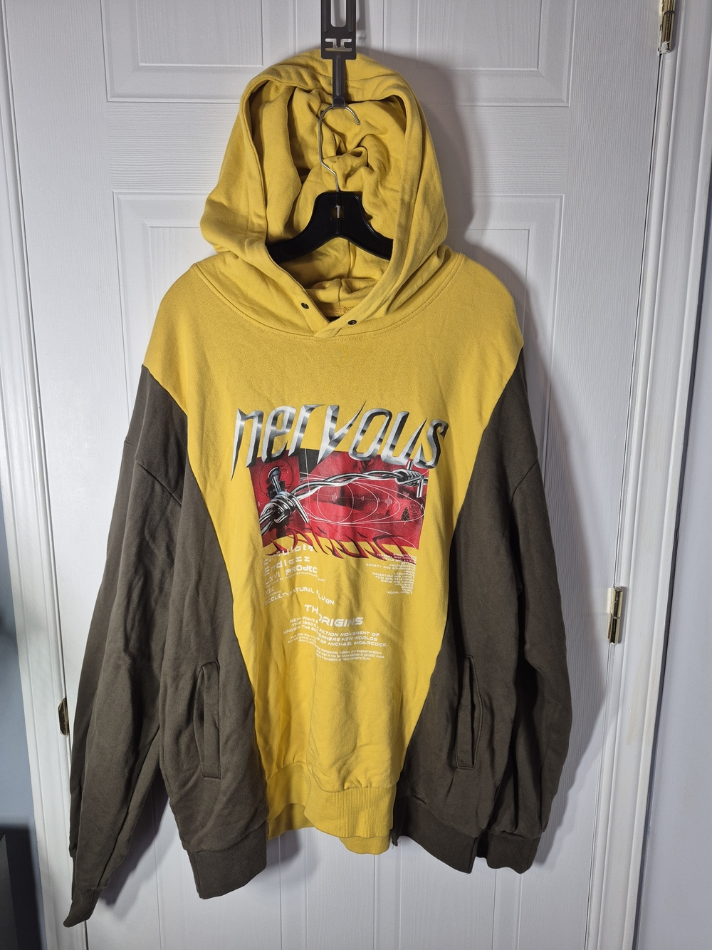 LXVI Yellow Reconstructed Colorblock Hoodie - Size XL - Grail Piece